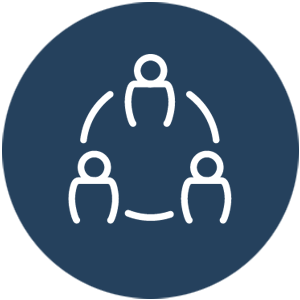 An icon of figures connected circularly to represent inclusion