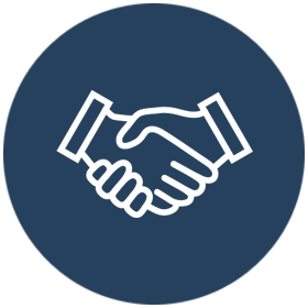 A handshake icon representing professionalism