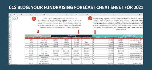 Preview of CCS Fundraising blog: Your Fundraising Forecast Cheat Sheet for 2021