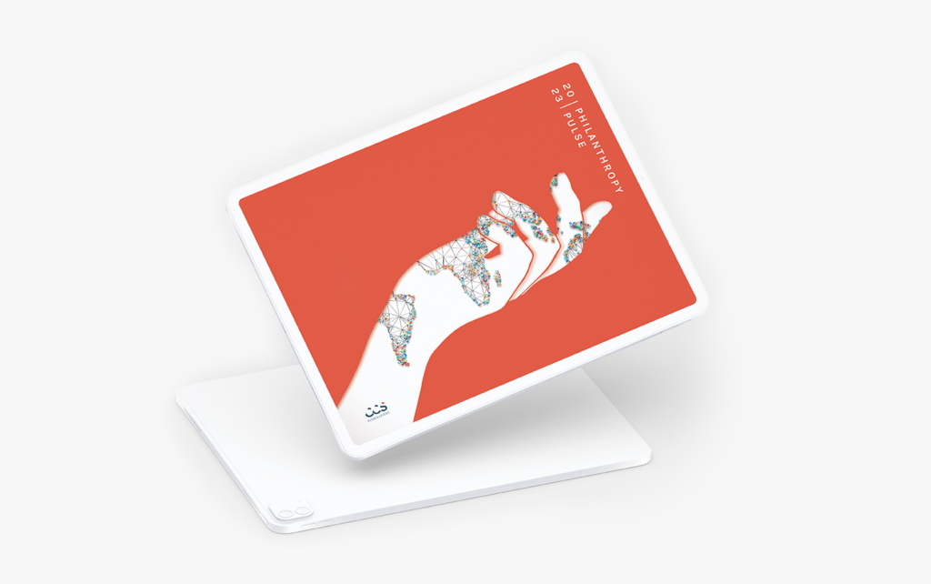 A graphic of the front cover of the 2023 Pulse Survey displayed on a tablet.