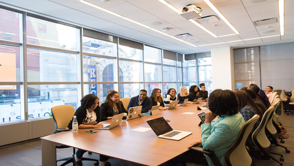 A picture of a nonprofit board meeting.