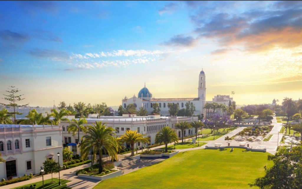 Aerial view of the University of San Diego.